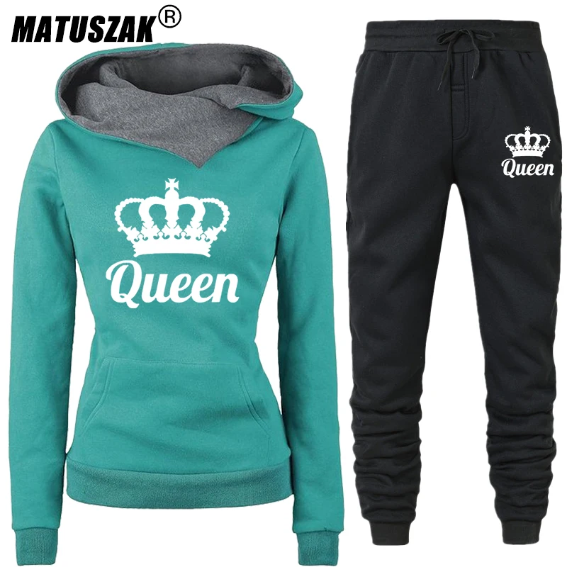 

Костюм спортивный женский демисезонный из двух предметов с принтом «QUEEN» пуловер женский спортивный костюм жен женский спортивный костюм к...