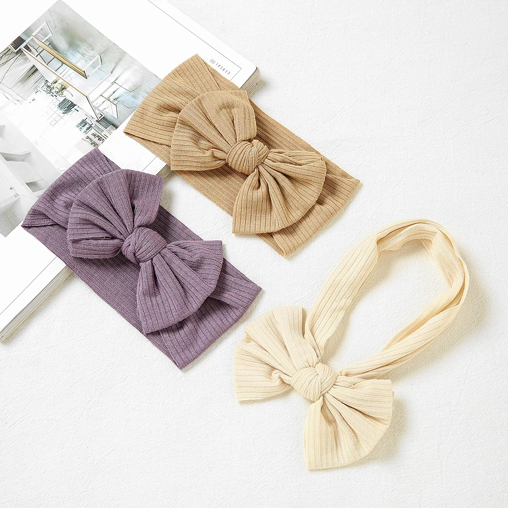 

3Pcs/Lot Baby Nylon Headband Soft Stretch Knitted Bow Hair Bands Elastic Bows Headwear Newborn Turban Girls Hair Accessories