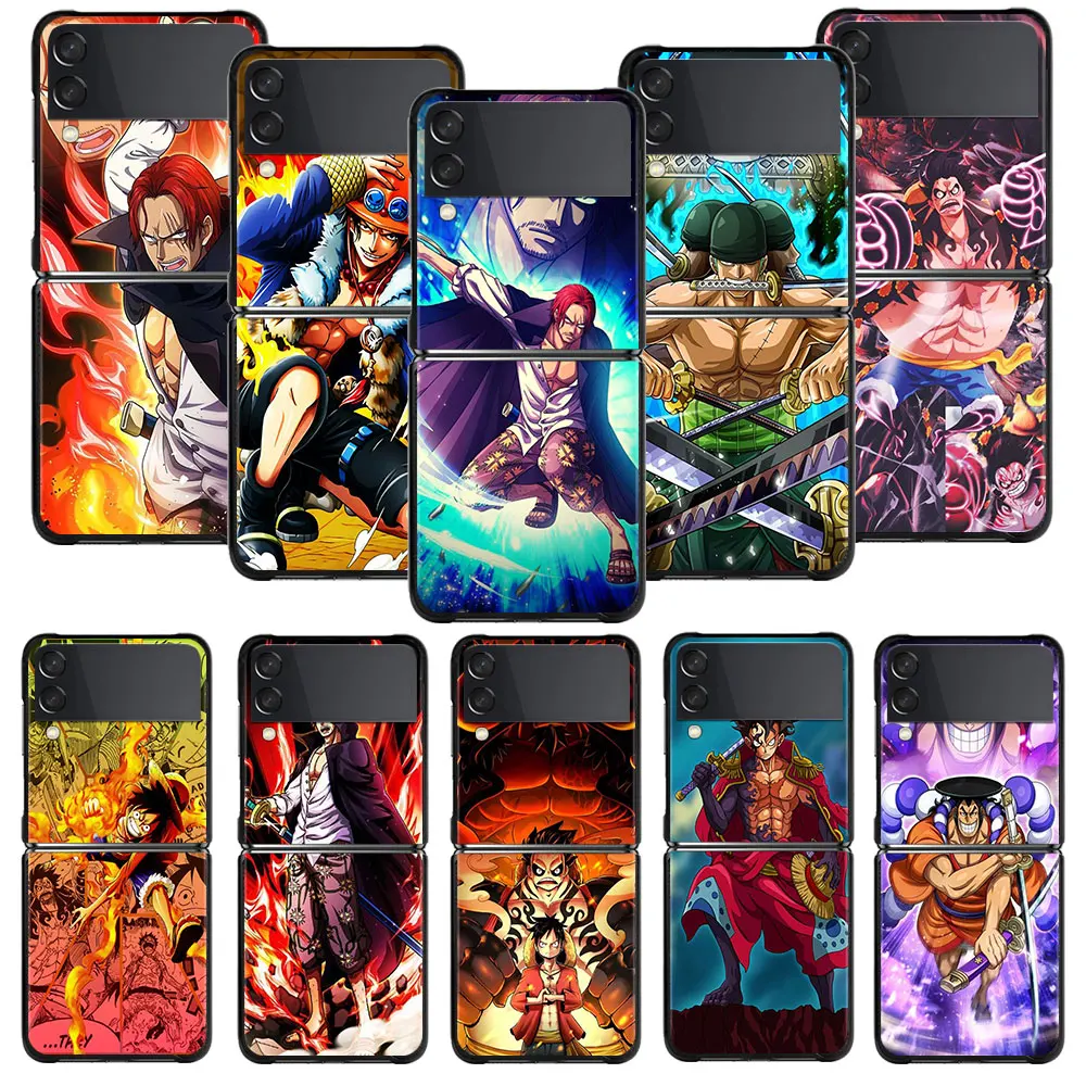 One Piece Red Haired Luffy For Samsung Flip4 ZFlip Z Flip3 5G Flip ZFlip4 ZFlip3 Black Phone Cover Hard PC