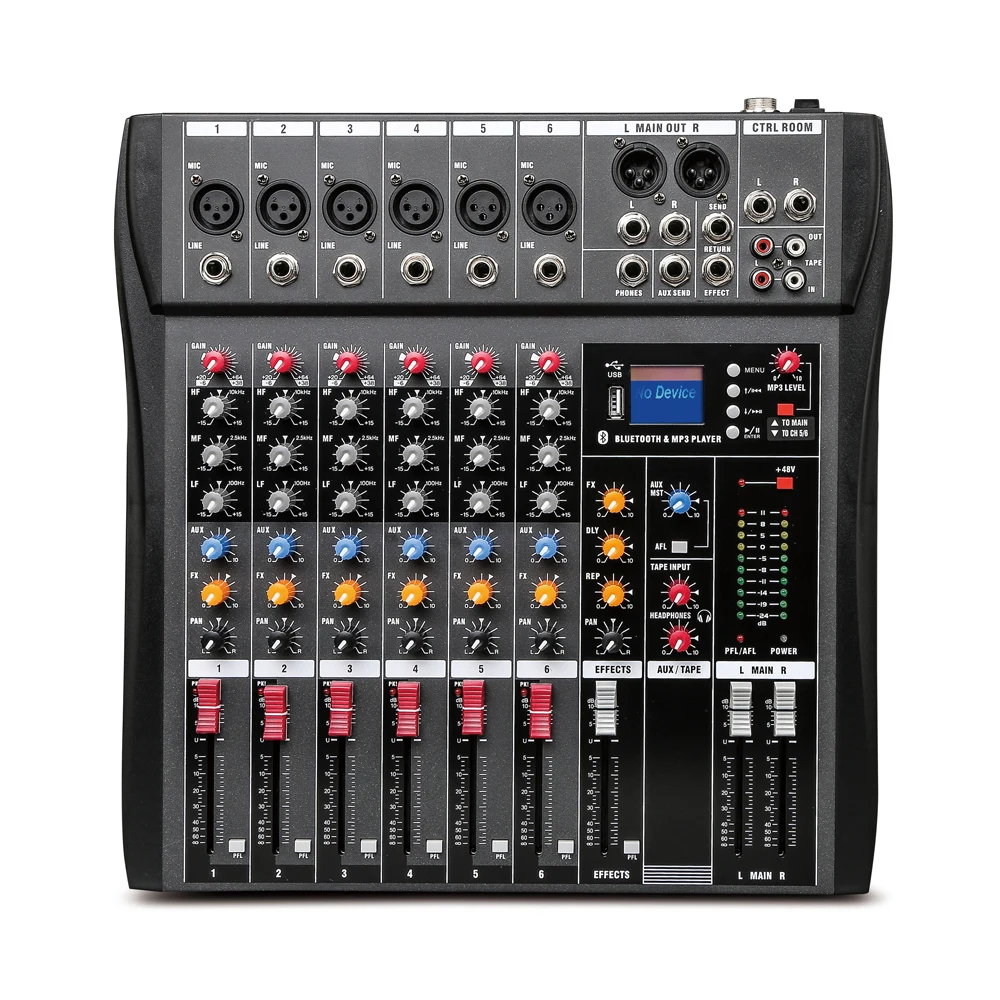 

top quality 6ch audio without power amplifier dj mixer with usb