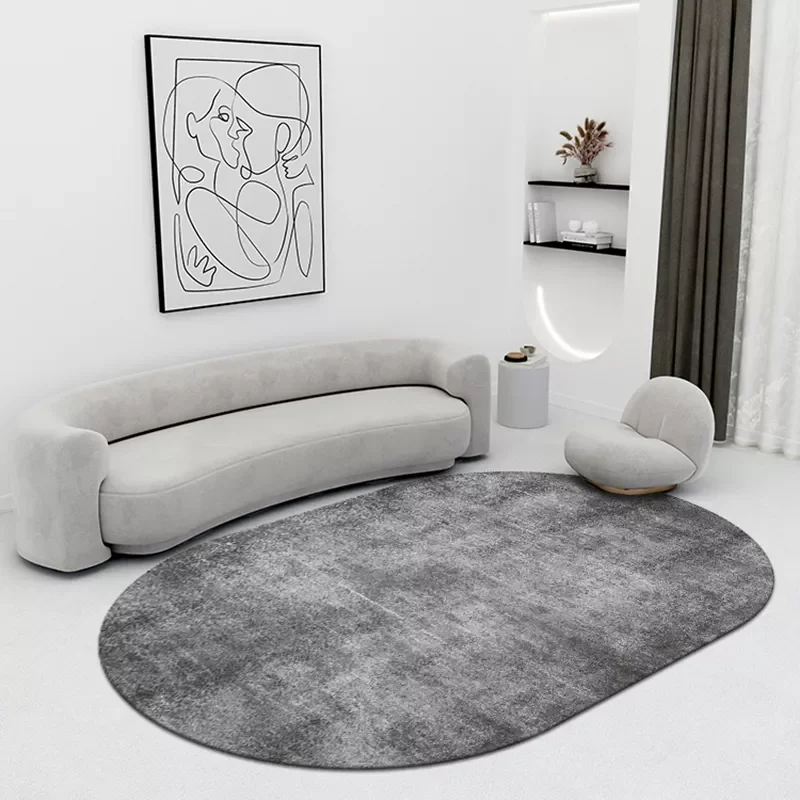 

NEW Simple Oval Living Room Sofa Coffee Table Mat Home Office Solid Color Rug Bedroom Bedside -slip Rugs Entry Porch Mat