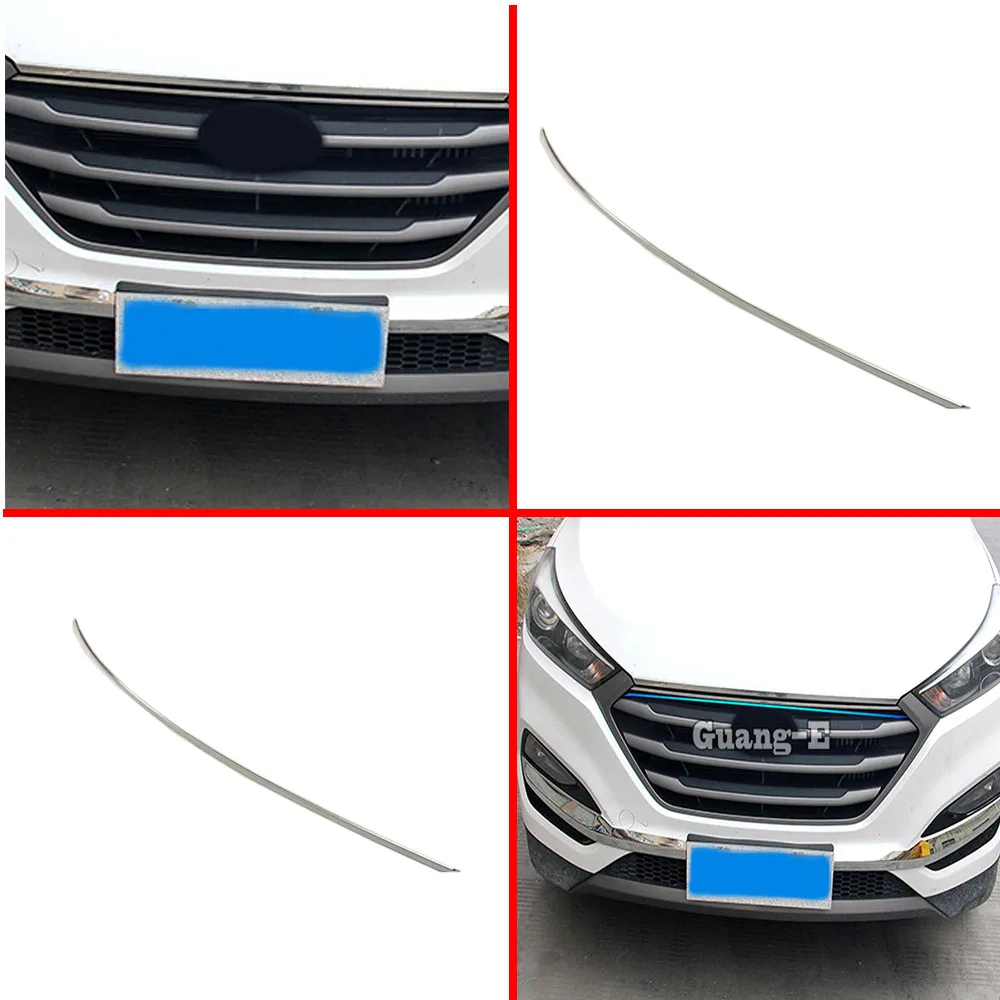 

Car Garnish Stainless Steel Front Engine Machine Grille Upper Hood Stick Trim 1PCs For Hyundai Tucson 2015 2016 2017 2018