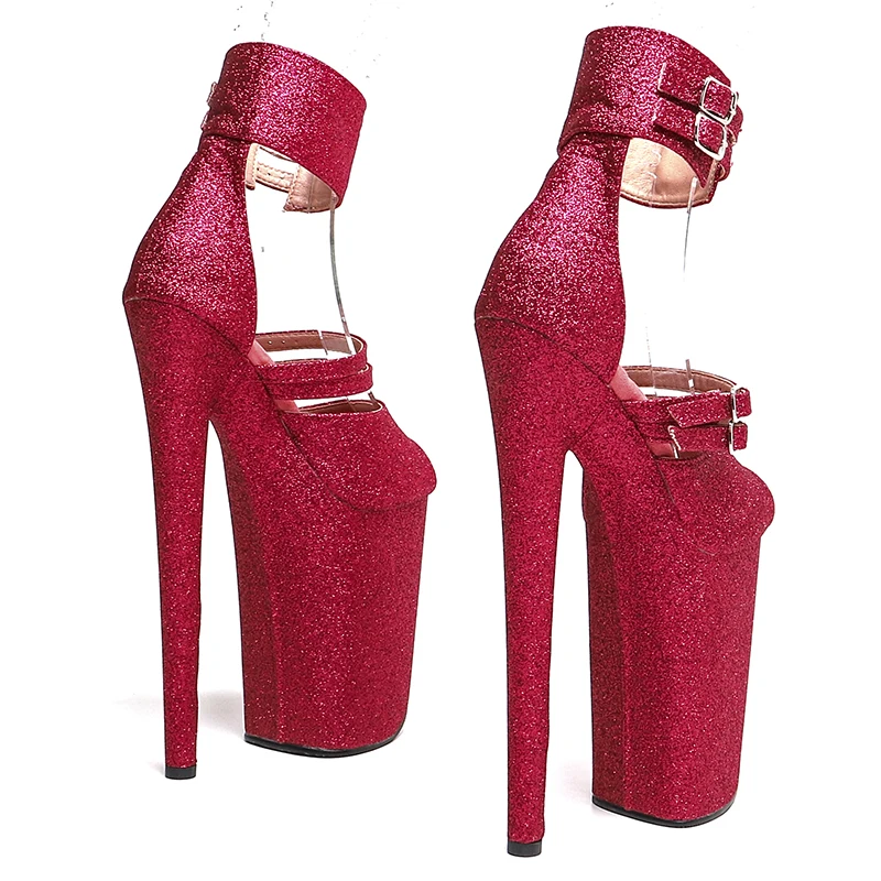 Leecabe/96 дюймов модные босоножки на высоком каблуке с блестящим верхом платформе