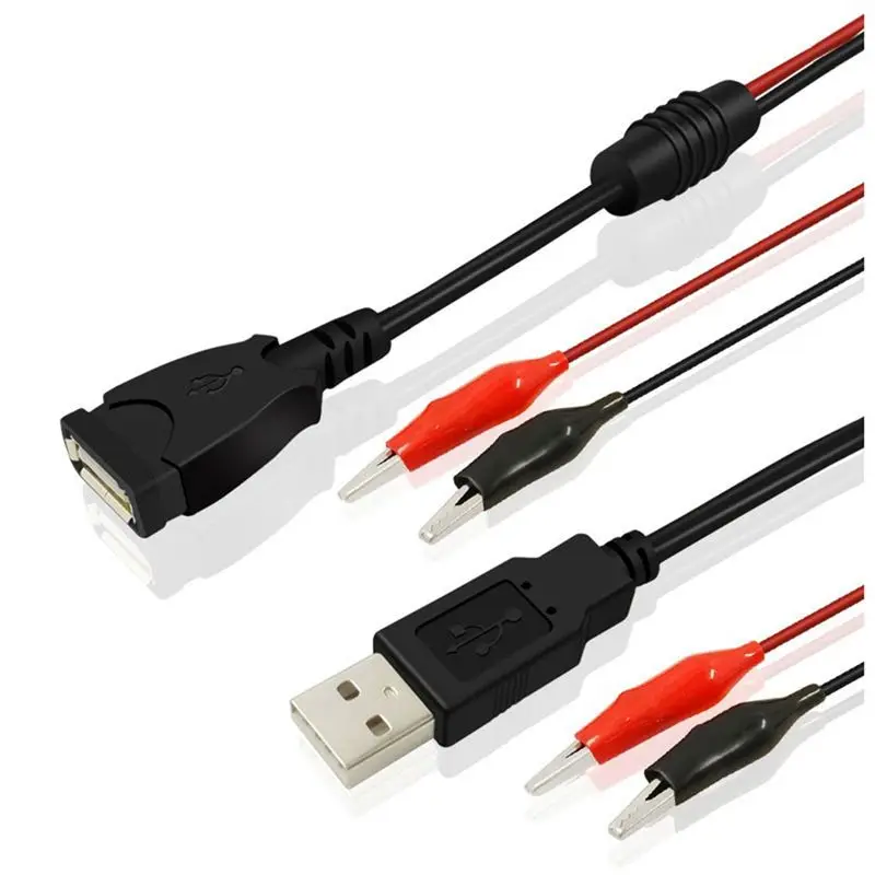 Фото A01E-2 шт. USB-кабель с зажимами типа «крокодил» (папа/мама) для USB-тестера, измерителя напряжения постоянного тока, амперметра, измерителя емкости и мощности №1