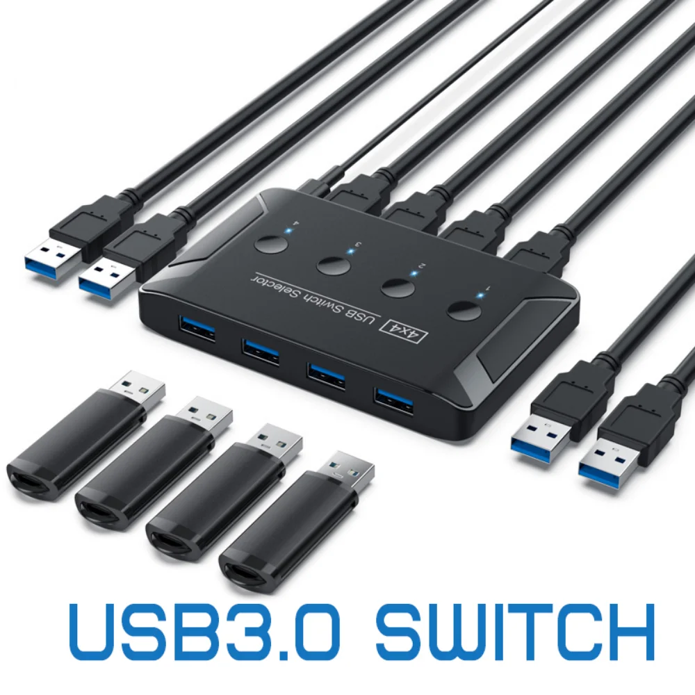 

USB Switch KVM USB 3.0 2.0 Switcher with Extender 4 Computers Share 4PCS 3PCS 2PCS USB Ports for Keyboard Mouse Printer U Disk