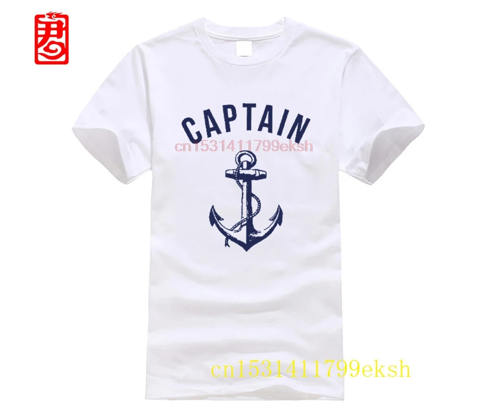 

Oversized t-shirt mens t shirts T Shirt Men Captain T-shirt Anchor Navy Nautical Sea Ocean Sailor Ship Marine Beach Shirt