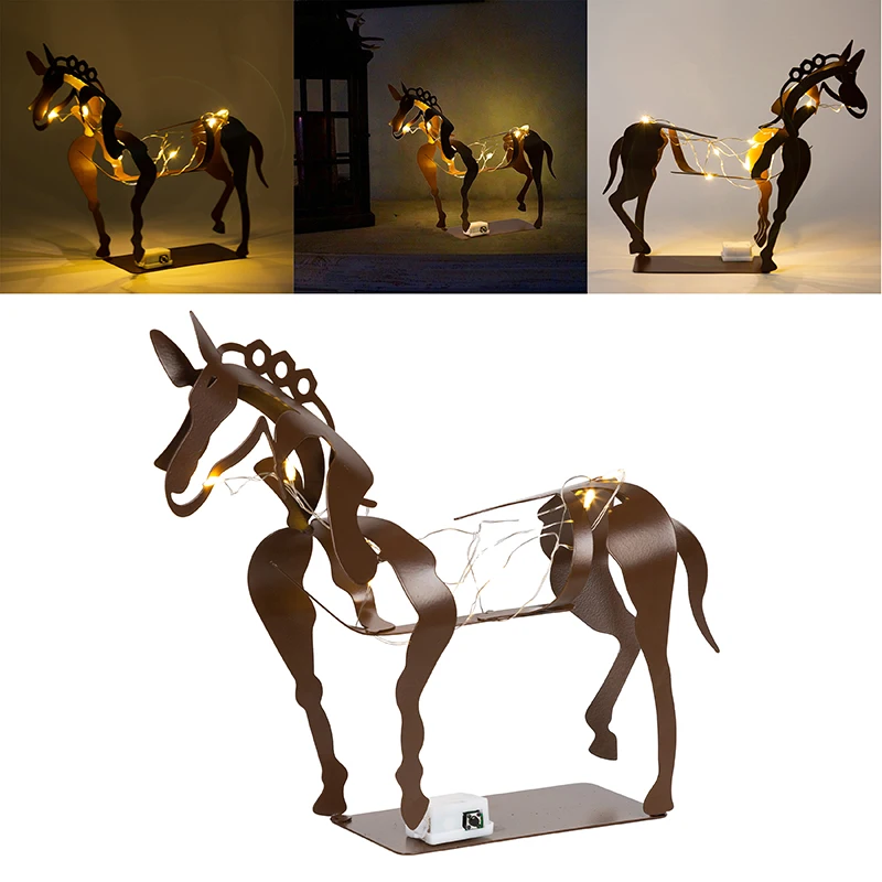 

Metal Horse Sculpture Adonis Three-dimensional Horse Openwork Abstract Vintage Desktop Office Home Decor Ornaments for Gifts