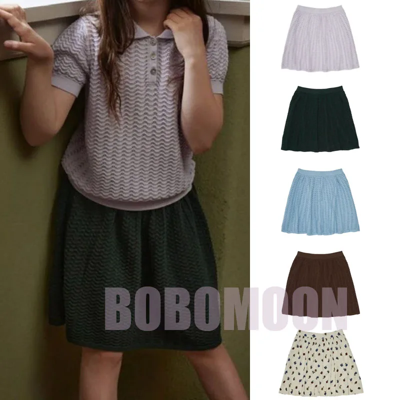 

PER-SALE (Ship In March) 2023 FUB Summer Girls Organic Cotton Knitted Hollow-out Solid Color Skirts for Kids Baby Girl Clothes