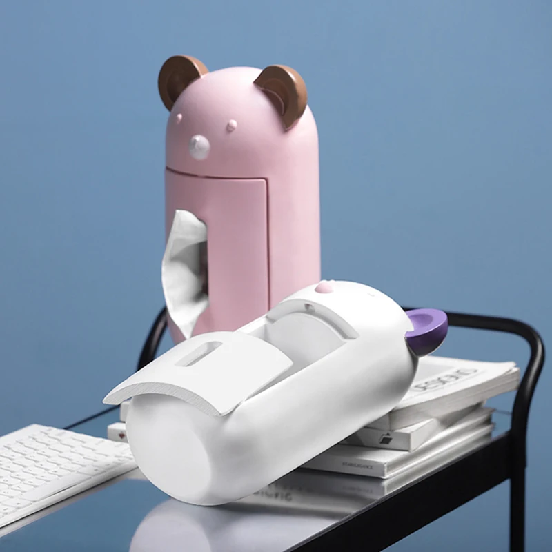 

Cute Bear Tissue Box Sculptures Resin Figurine Ornament Home Office Paper Towel Storage Box Household Desktop Decorations Crafts