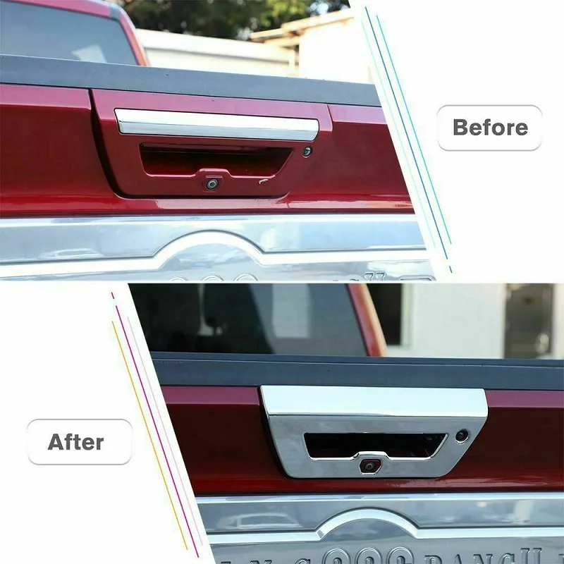 

1Pcs Chrome Tailgate Door Handle Bowl Decorative Cover Trim for Ford F150 2015+with Camera Auto Accessories Silver Trim Covers