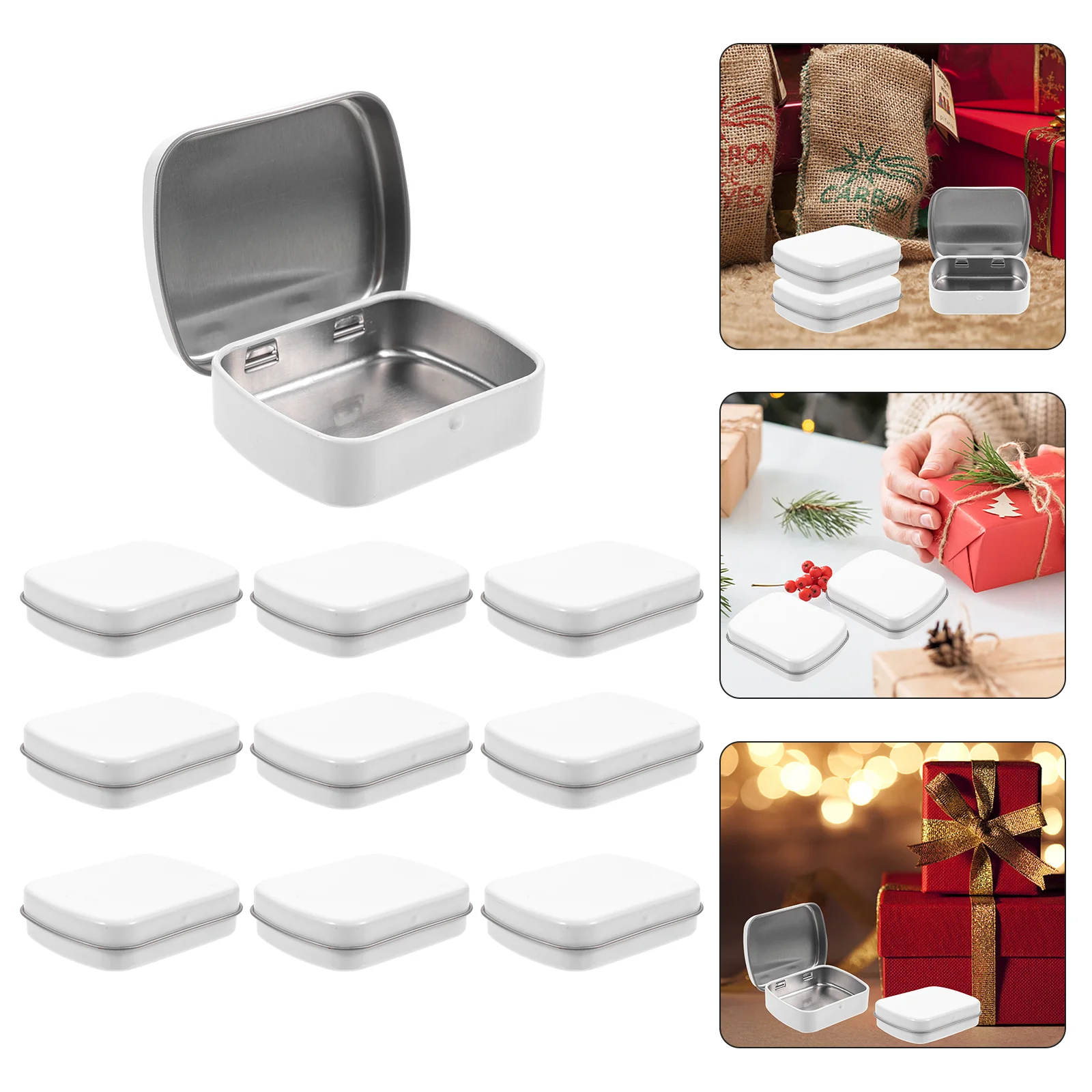 

Tin Boxes Box Storage Metal Beads Tins Candy Gift Containers Rectangular Lids Empty Hinged Tinplate Packaging Cookie Lid