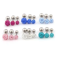 3pcsset surgical steel crystal ball screw studs earrings for women piercing tragus cartilage helix ear bone nailstick jewelry