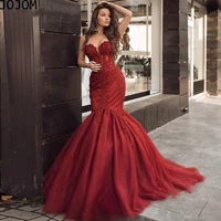 boho dark red mermaid evening gowns seweetheart neck beaded prom party dresses design delicate decals formal dress 2022 women