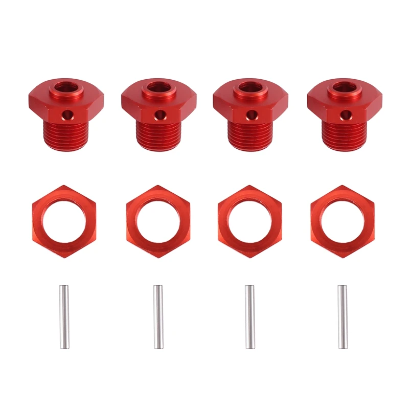 

Metal 17Mm Wheel Hex Hub Adapter With Nut For Arrma 1/8 3S Typhon 1/10 Big Rock V3 RC Car Upgrade Parts Accessories ,Red