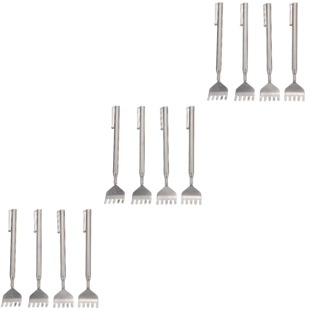 

12 pcs Portable Back Scratching Tools Stainless Steel Scratchers (Silver)