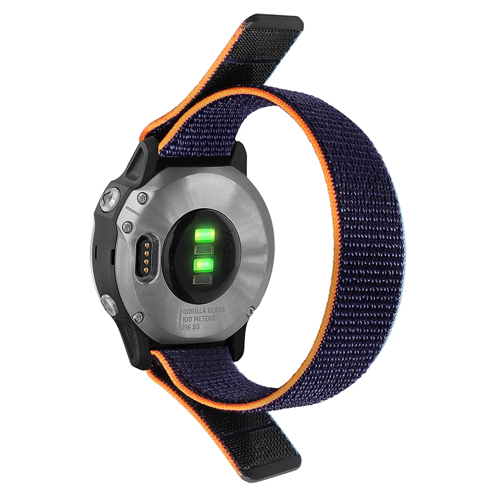 Ремешок нейлоновый для наручных часов Garmin Fenix 7/7S/7X/6X/6S/6 Pro/6X Sapphire/5X/5X Plus/5S/крючок и