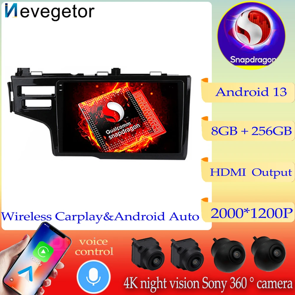 

Qualcomm Android13 Gps DVD Player For Honda Fit Jazz 3 LHD 2014 2017 Car Radio Multimedia Navigation Stereo Head Unit NO 2DIN