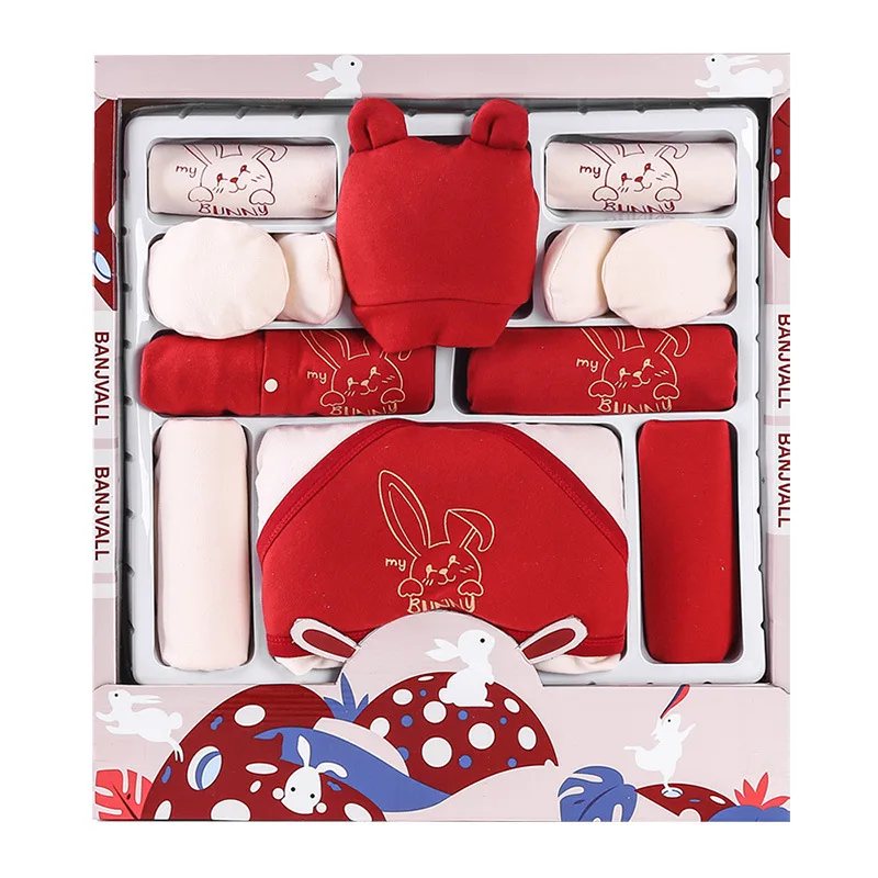 20Pcs/set Newborn Baby Clothes Outfit Gift Box Set Red Long Sleeve Romper Rabbit Year Cartoon Infant Bodysuit New Year Gift