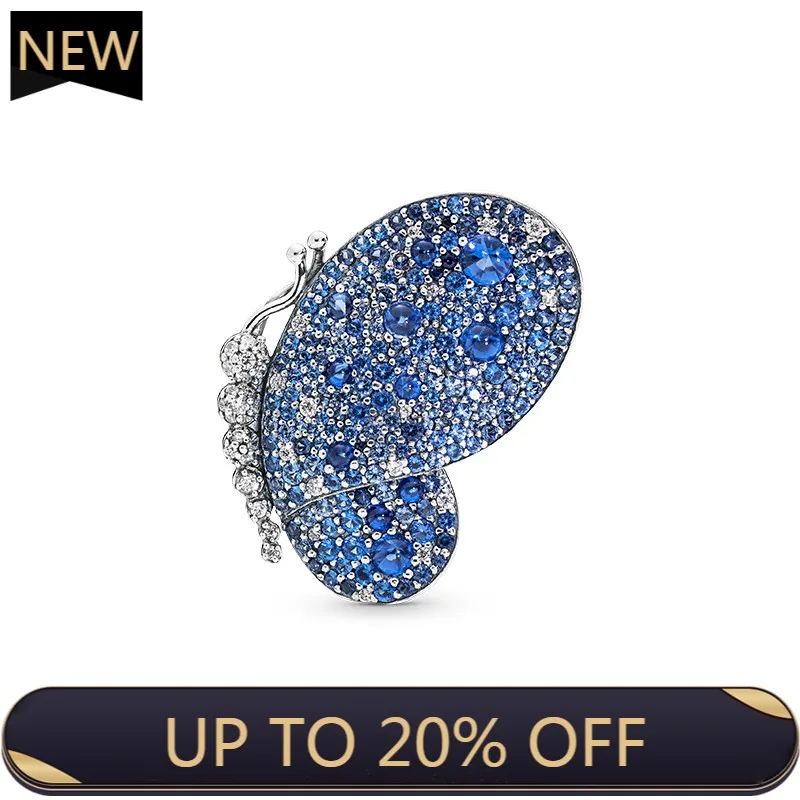 

Brilliant Blue Butterfly 925 Silver Brooch 697996NCB Personality Temperament Jewelry DIY Necklace Pendant