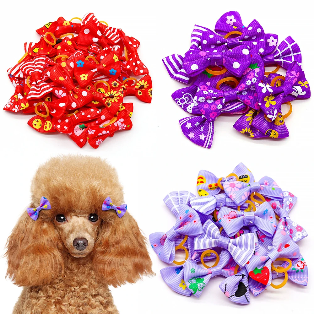 

Bands Products Bows Doggy Decoration Hair Supplies Pet Dog Pet 10/20/30pcs With Bows Daily Dog Puppy For Bows Rubber