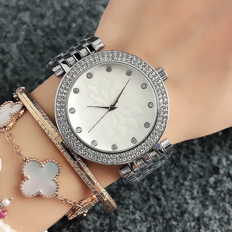 Brand Wrist Watches Women Girl Ladies Crystal Style Quartz Casual Steel Metal Band Clock m101