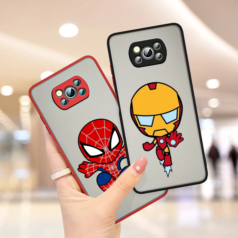 

Marvel Avengers Spider-Man For Xiaomi Poco X3 GT NFC M3 Mi 11 10 Ultra Pro Note10 Lite CC9E Frosted Translucent Phone Case