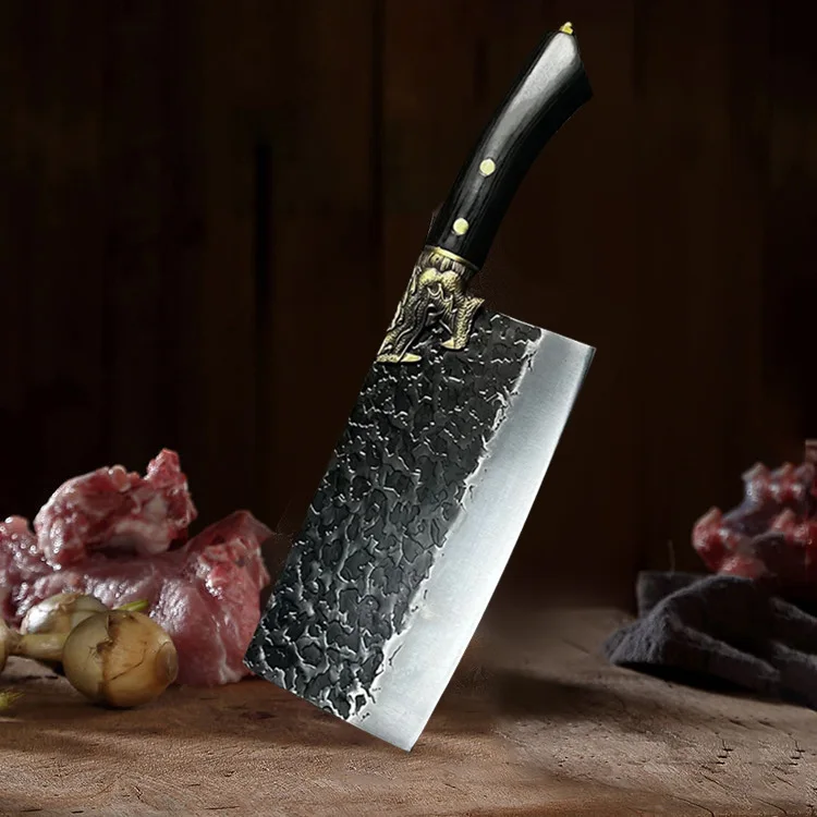 

Hand forged tap kitchen chef knife with wooden handle meat, fruit, vegetable, fish, butcher knife, Chinese knife, high carbon kn