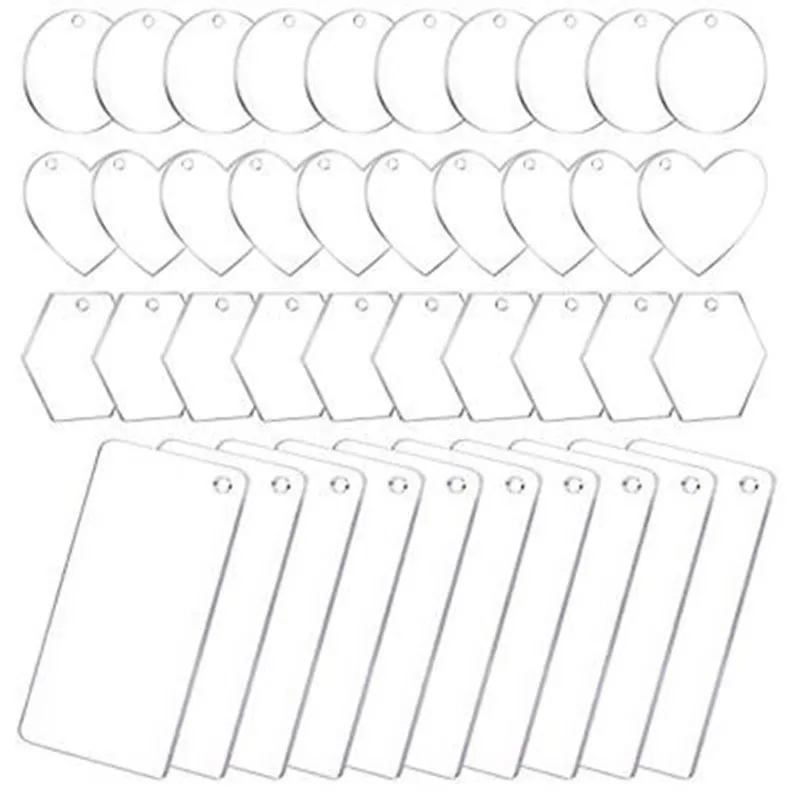 

5Pcs DIY Acrylic Transparent Sheet Key Chain Pendant Jewelry Decoration Handwork Multiple Shapes