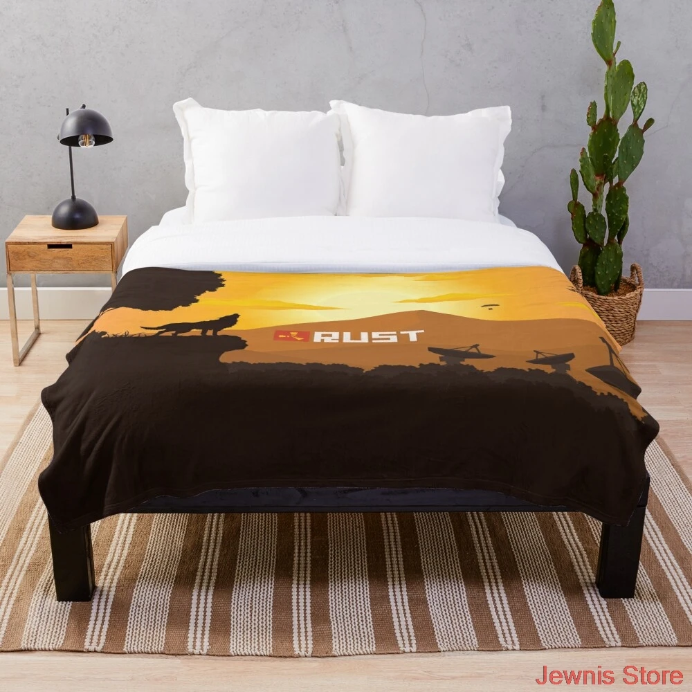 

Rust Yellow Throw Blanket Super Soft Blanket Sublimation Covered Blanket Bedding Flannel for Children Adult Bedrooms Decor
