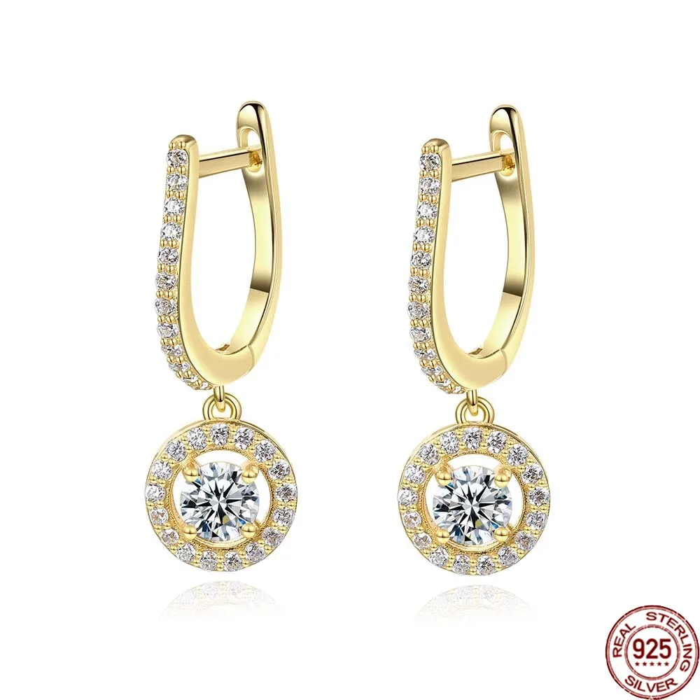 

BABIQU New Fashion Cz Hoop Earrings for Women Wedding Engagement Fine Jewelry 925 Sterling Silver Round Pendant Pendientes Gifts