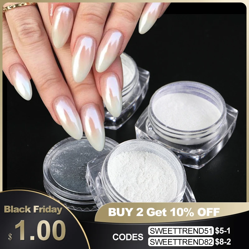 

3 шт/набор жемчужный порошок для ногтей белый Феи хром пигмент для ногтей Блестящий лунный свет пыль украшения для дизайна ногтей LAZY01-03