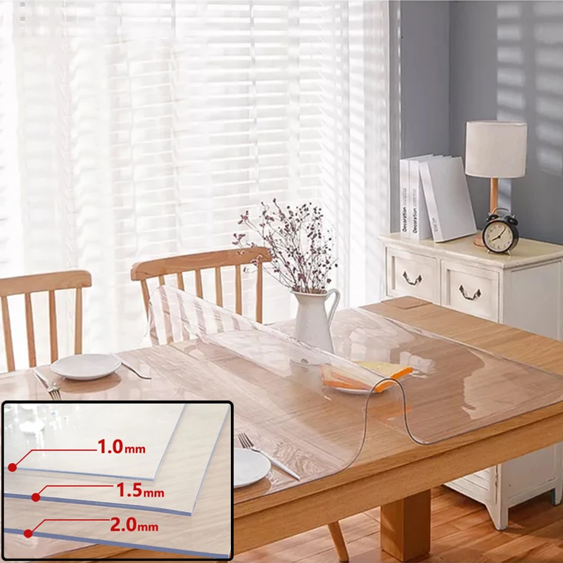

PVC Transparent Tablecloth Waterproof Table Cover Mat Kitchen Pattern Oil Cloth Glass Soft Cloth Tablecloth 1.0mm