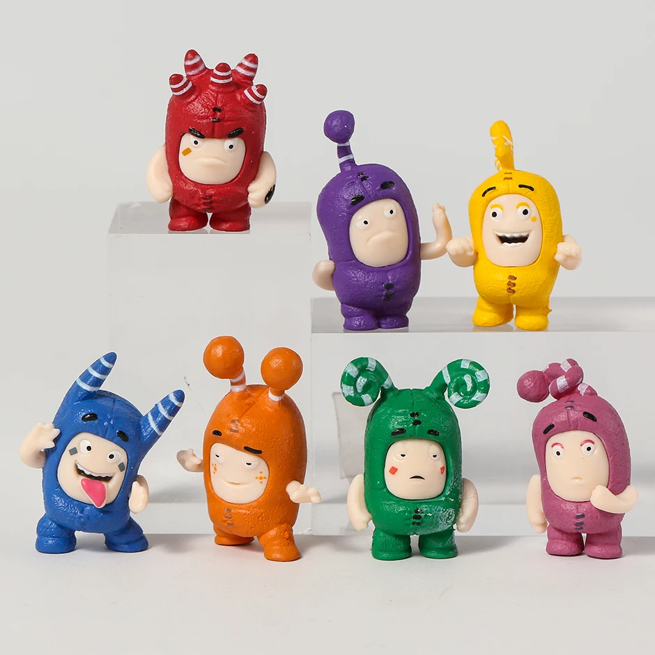 7 шт./компл. аниме мультфильм Oddbods ПВХ Фигурки дисплей Модель Q версия настольные