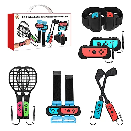 

2022 Switch Sports Accessories Bundle - Uxilep 10 in 1 Family Accessories Kit for Nintend Switch Sports Games : Golf Clubs