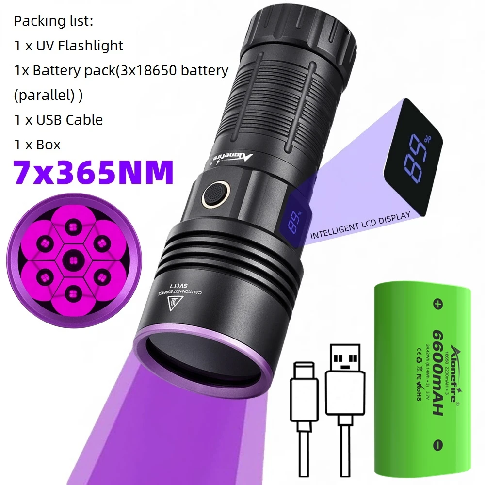 

AloneFire SV117 ультрафиолетовый фонарик 140 Вт черный