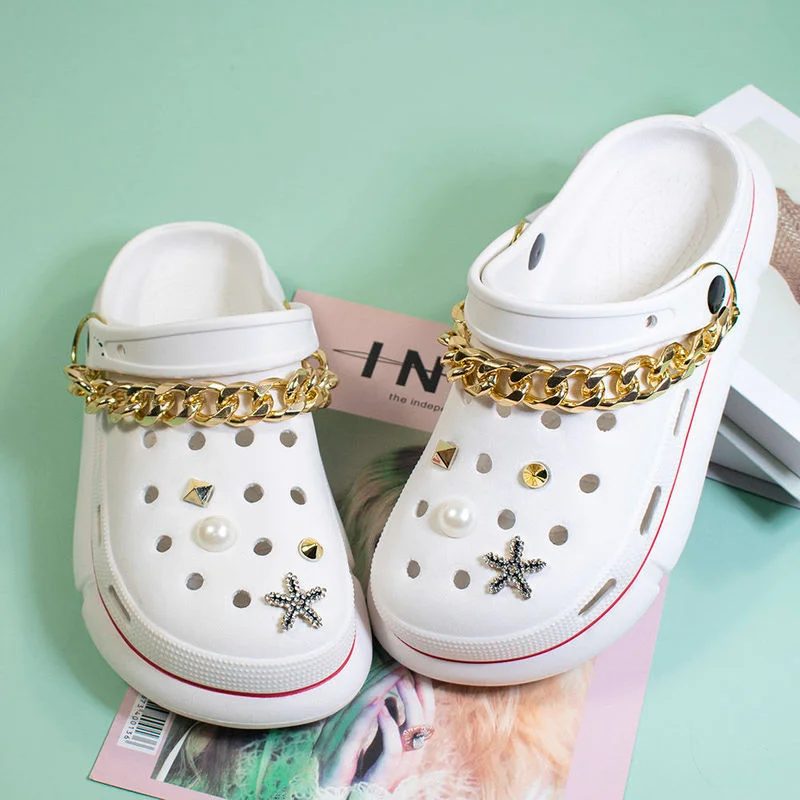 

Fashion All-match Shoes Charms for Croc Rivet Pearl Chain Clogs Shoe Buckle Luxury Quality Charms for Crocs DIY Bundle Hot Sale