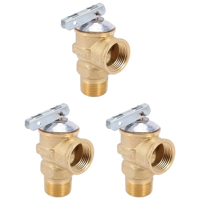 

3Pcs 3/4 Inch NPT American Standard Lead-Free Water Heater Safety Valve 150 Psi Brass Pressure Relief Valve