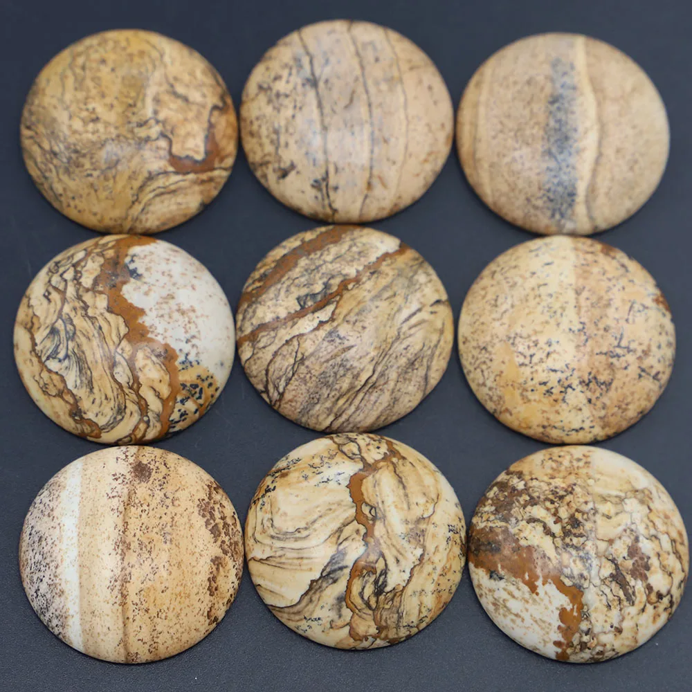 

Sell Natural Painted Stone Round Cabochon Ornaments No Drilled Hole Bead Fashion Jewelry Making Bracelet Earring Accessorie 8Pcs