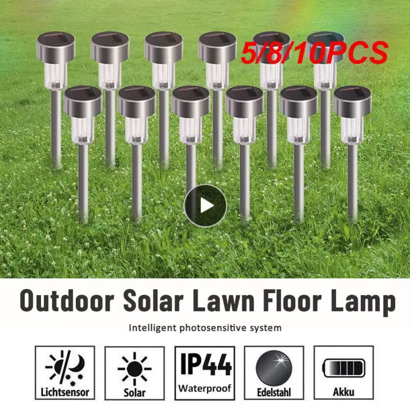 

5/8/10PCS 4.54.529.5cm Garden Decorative Lawn Floor Lamp Automatically Pathway Lights Three Light Color Solar Lawn Floor Lamp