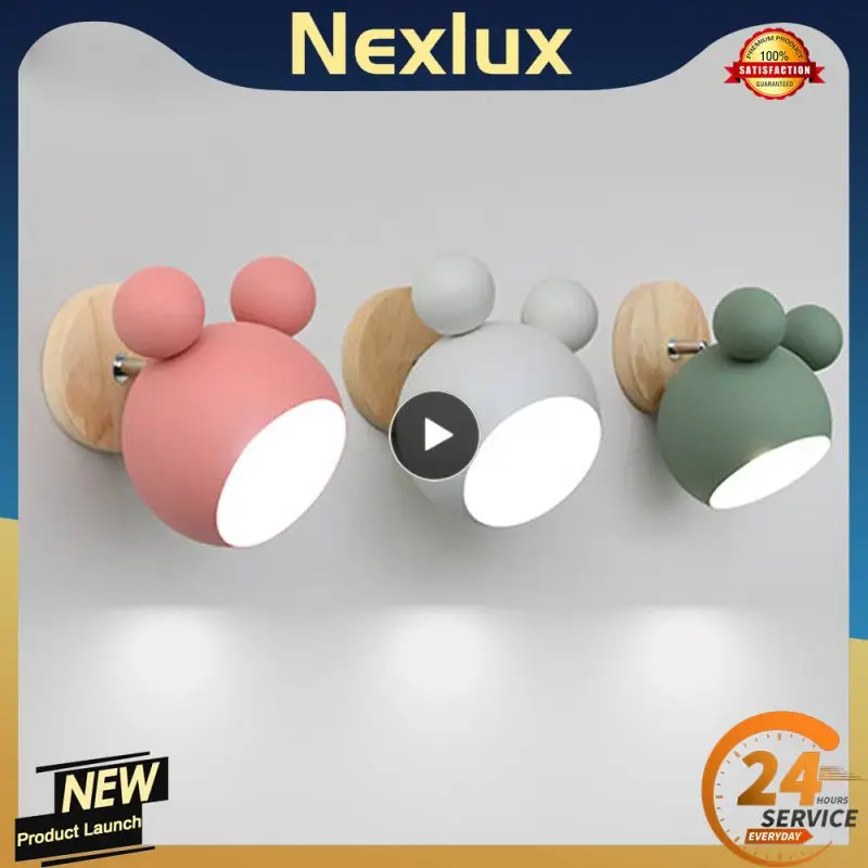 

Oobest Bedroom Bedside Lamp Night Lights Bedroom Decor Light Macaron Simple And Cute Children's Room Wall Lamp