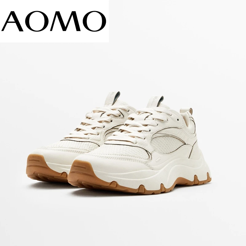 

Кроссовки AOMO женские из натуральной кожи, модные удобные простые повседневные сникерсы с принтом животных, AZH48, весна-осень 2022