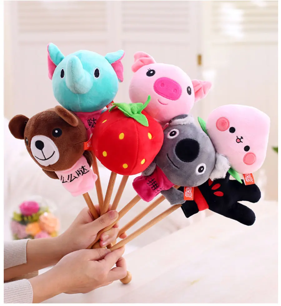 

Cute Cartoon Knock The Back Stick Massage Doll Duckling Chick Piggy Many Kinds Animal Small Hammer Plush Toys Children's Gifts