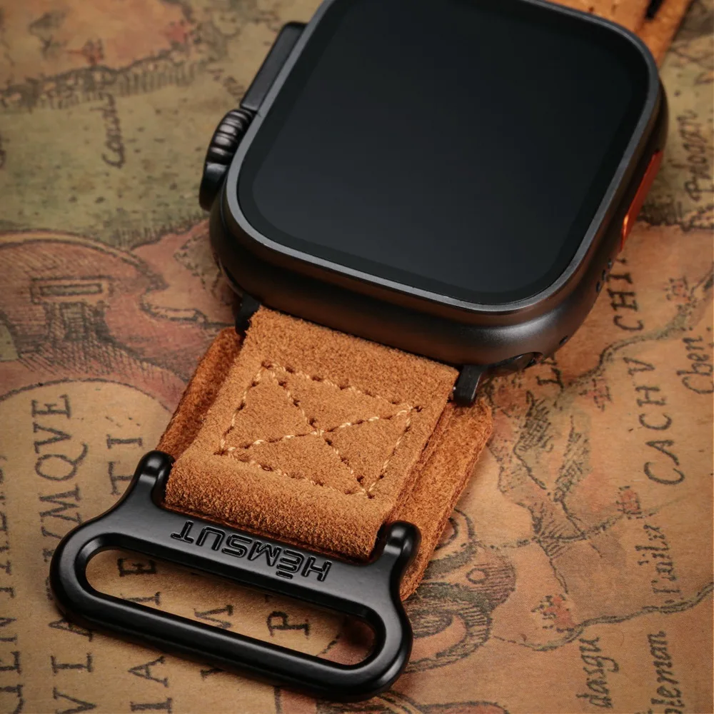 Фото Ремешок для Apple Watch SE10, 42/46 мм, из замши и натуральной кожи, модный ретро-дизайн, совместим с Ultra 1/2, S8, iWatch SE, 41/42/44/49 мм №4