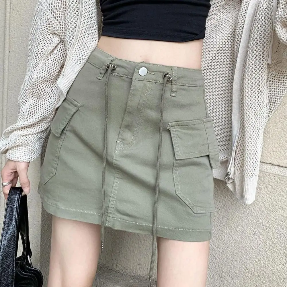 

Женская юбка в стиле ретро армейского зеленого цвета, универсальная привлекательная женская короткая юбка для улицы