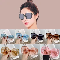 trendy fashion clear frame square sunglasses women 2022 gradient luxury brand designer oversized vintage glasses shades uv400