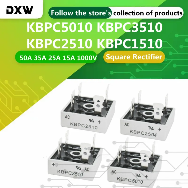 

50PCS/Box KBPC5010 KBPC3510 KBPC2510 KBPC1510 Diode Bridge Rectifier 50A 35A 25A 15A 1000V Square Rectifier