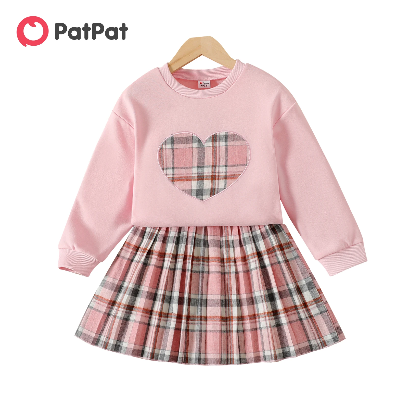 

2 шт., Детский комплект из свитшота и юбки в клетку