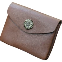 retro handmade coin purse first layer vegetable tanning leather coin bag mens and womens mini genuine leather card holder