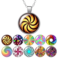 new fashion rotating patterns photo flowers pendant necklace 25mm glass cabochon women girl jewelry party birthday gift 50cm
