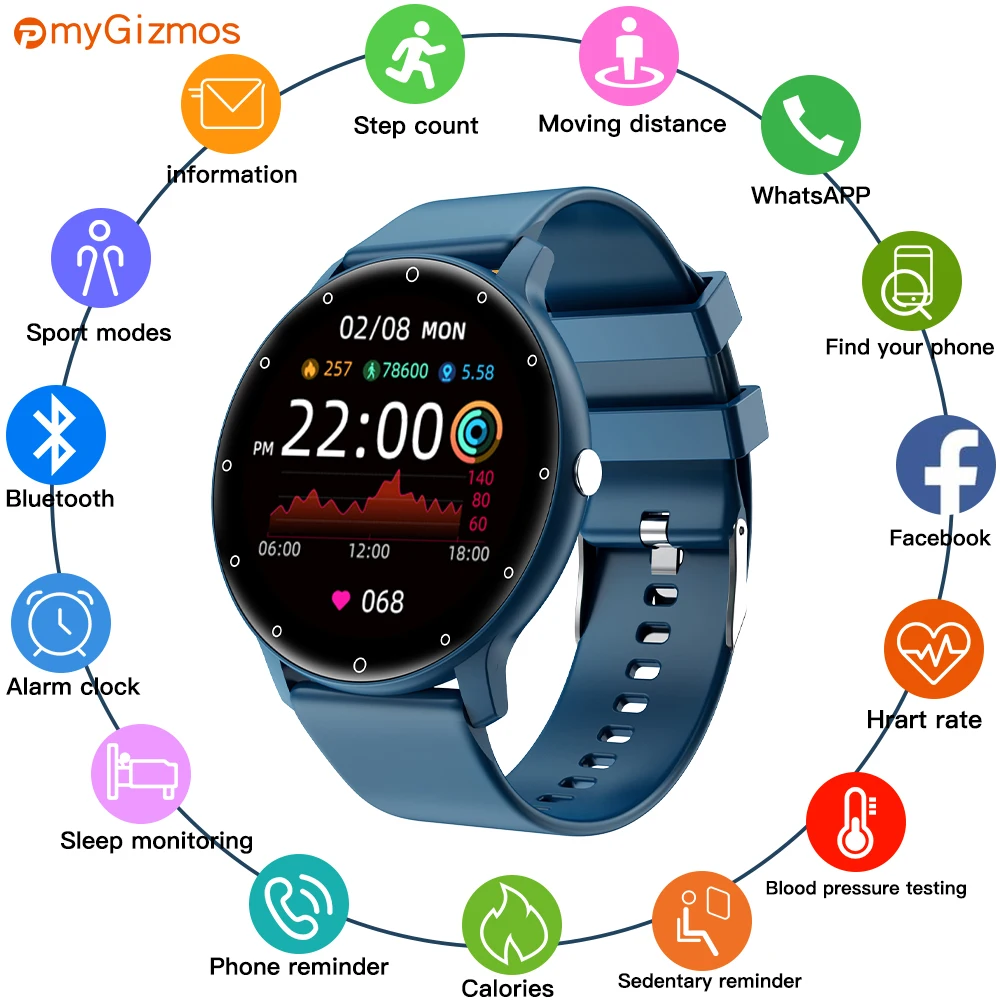 

PmyGizmos Smart Watches Sport Men Screen Touch Watch Waterproof ip67 Heart Rate Fitness Smartwatch for ios Phones Android Watch